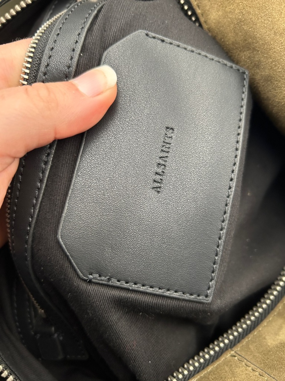 AllSAINTS Olive Vega Suede Shoulder Bag - Picture 8 of 15